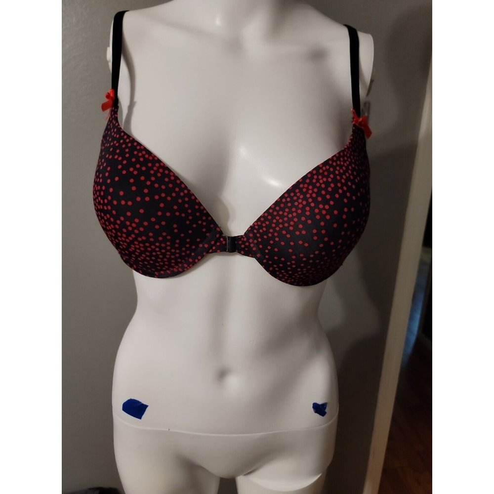 B Intimates Black Red Polka Dot Lingerie Bra Size 38C Adjustable Straps
